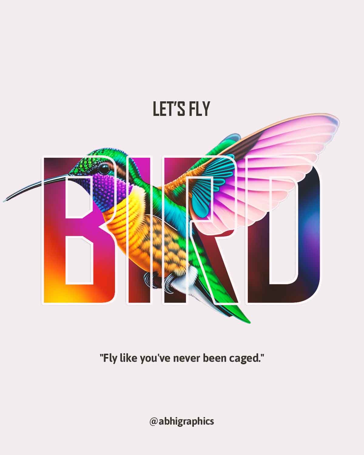 bird typography design in Photoshop