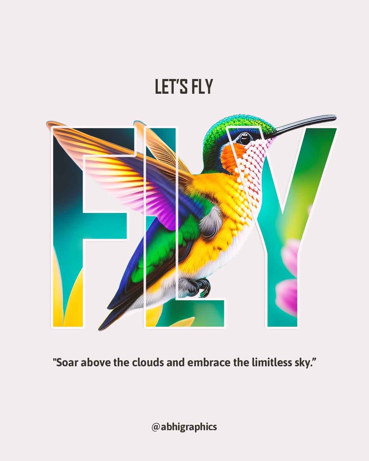 bird typography design in Photoshop