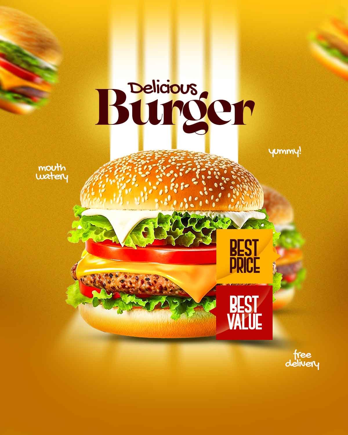 Delicious Burger Poster Design
